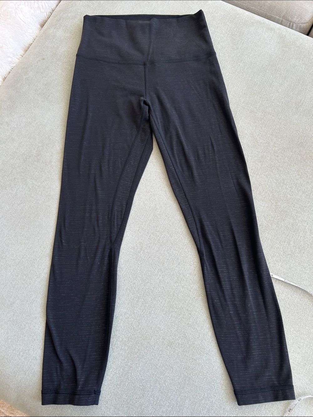 Lululemon Wunder Under High Leggings Black heather Stripe Full-On Luxtreme Sz 6